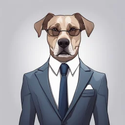 make one realistic business dog that are made of shapes and have a suit on lokk like crystals