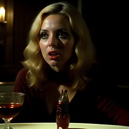 Horror movie shot, livers, breest, die, ultra realistic, dine, pastel, ultra chaos, fetus, drink, sublime, realistic hot blonde women, pieces of meat, De Chirico, satanism, pieces of organs, light, 1970's Italian horror movie, sinister, ornate, Dario Argento, dadaism, 4k, photorealism