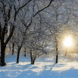 winter landscape, bells, sun