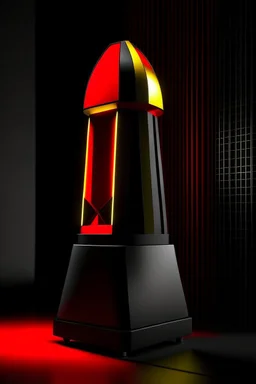 speaker, form inspired by taipei tower, architecture form, modern design style and black and red color