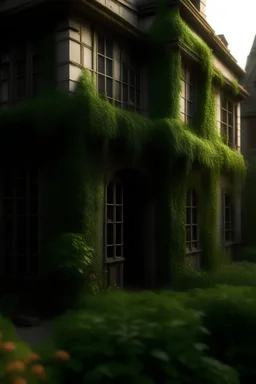 Medieval overgrown with plants
