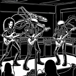 Lt. Ripley and the Xenomorphs performing as a rock band