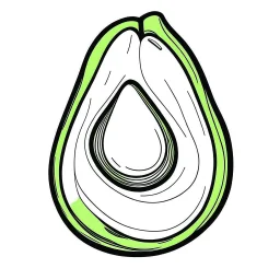 bold and easy Coloring page for toodlers, with a whole avocado fruit, very Bold outlines and white background, minimum amount of details, very simple, very thick outlines