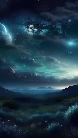 high fantasy night sky in nature