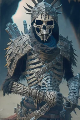 a human bandit with armor made from giant bones