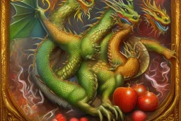 Dragon with fruits and fire extuingishers like Arcimboldo