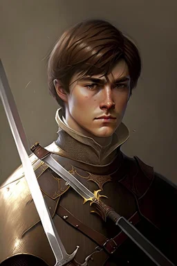 noble swordman very short brown hair