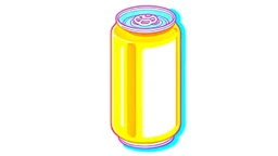 90s sticker of a fizzy orange soda can on a white background, no shadow, pastel, lofi, cute, aesthetic, high-resolution