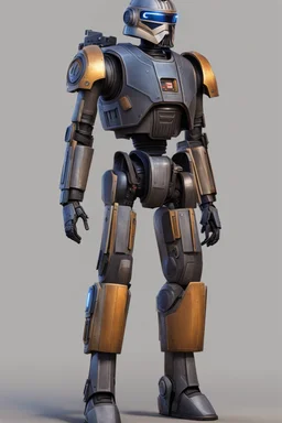 A Star Wars Combat Droid, Wearing Cowboy Clothes, Armor looks similar to Halo, Wearing a cowboy hat.