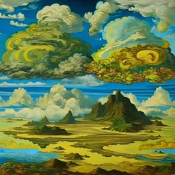 Islands in the sky filled with clouds painted by Vincent van Gogh