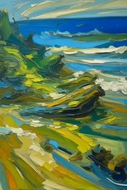 Frank Auerbach painting of a seascape