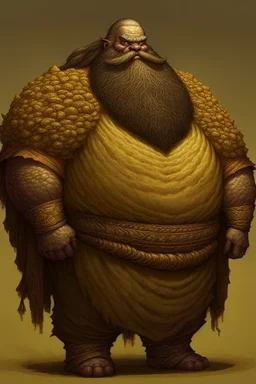 Fantasy art: a huge man. On this man was a huge mantle made of thick linen, and he girded himself with a belt of five fathoms. His head is super big, and his beard is like a stack of corn silk.