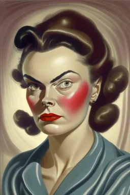 Strong women painted portrait from the 50s feminism
