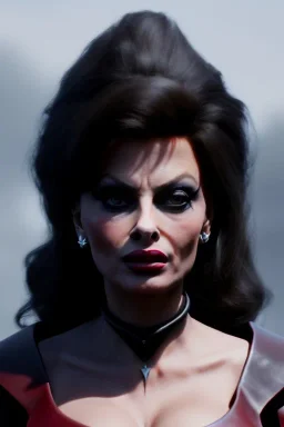 young sophia loren as evil queen in black leather, angry, stern look, volumetric lighting, particales,highly detailed,cinematic, deep colours,8