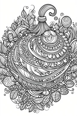 A Christmas ornament coloring book, bold ink line drawing sketch illustration, highly detailed no background