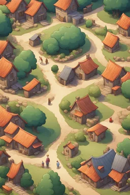 background, cartoon, top down village