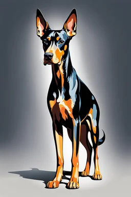 Full body Hermoso perro Dóberman Arte illustration, colores contrastantes, calidad ultra, hiperdetallado, 12k