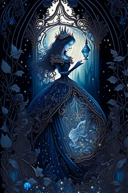 dark fantasy, intricate cover, a whimsical fairytale, princess with glass slipper