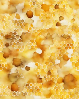 honey yellow background and honeycombs watercolor painted