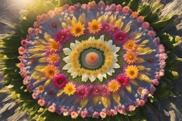 real flower mandala in sunshine