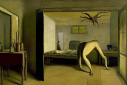 a chimera in a liminal room depicted by balthus