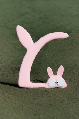 A pastel pink bunny shaped boomerang weapon.