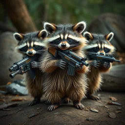 Raccoons with weapons.