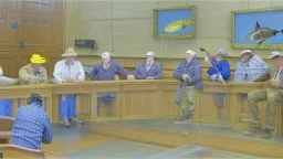 fishing club in court with judge