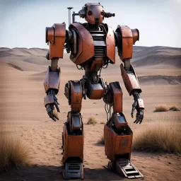 trash mech suit, human-sized, made of scrap metal, small, cockpit, light rust