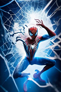 spiderman throwing spiderweb from his movie poster 3d effect, frozen in time, mesmerizing pose, 3d effect, Ethereal atmosphere, transcending boundaries, immersive experience, cinematic world, Captivating, Intricate design, propelling spiderweb, animated artistry