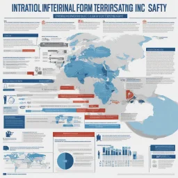 **Content Art:** A distinctive infographic illustrating (International Criminal Police Organization) INTERPOL's global efforts in fighting terrorism and preserving public safety. **Appearance:** Unisex content art that encapsulate the essence of counter-terrorism, global civilian/public/humanitarian rights preservation, conservation, and vigilance. The goal of these pieces would be to shed light on the importance of counter-terrorism efforts and the preservation of global civilian/public/humanit