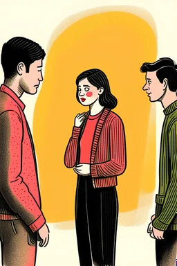 A illustration of a woman looking at a couple