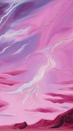 A pinkish light purple outer space with nebulous lightning painted by Pablo Picasso