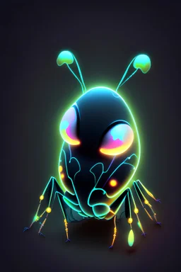 cartoon egg pfp character detailed cute dark neon luminescent mantis insect stars