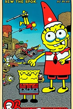 R crumb, spongebob, Patrick star, world war 2, guns, fighting, death, pain, skulls