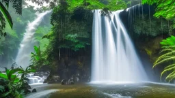 big water falls in a rain forest