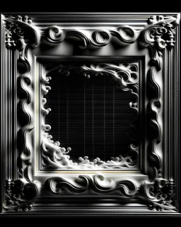 frame made out of air swirls, nothing inside frame, frontal view