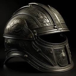 a combat knight helmet, intricately carved, etchings, designer, highly detailed