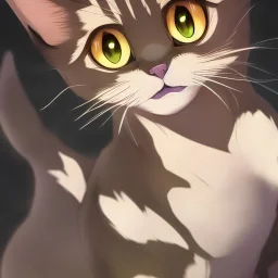 tabby cat animal, anime, ultra-detailed, white background, HD design by makoto shinkai, Granblue Fantasy