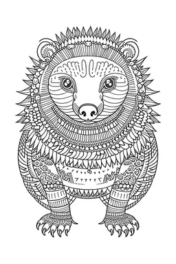 Outline art for Mole Mandala, White background, Sketch Style, full Body, Only use outline, Mandala style, clean line art, White background, no shadows, and clear and well outlined