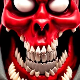 red skull of devil, teeth in nose, pixar style