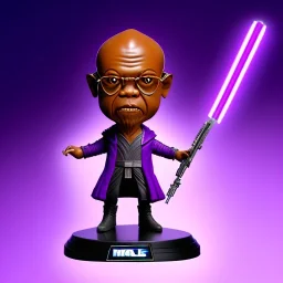 Bald Plastic mace windu Samuel Jackson purple bobblehead with boots, stormy