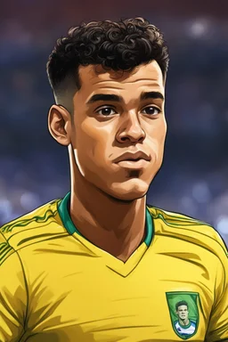 Philippe Coutinho Brazilian football player ,cartoon 2d