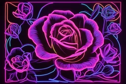 Black light art, neon rose