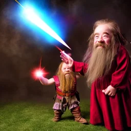 photo, Dwarf wizard shoots lasers at kids