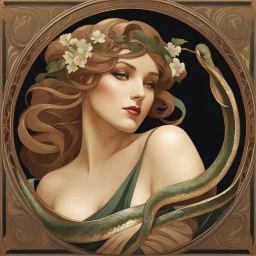 Alphonse Mucha-style image of a snake