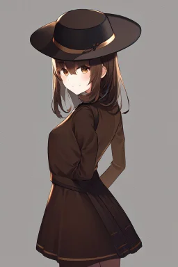 1girl, (masterpiece:1.2), best quality, masterpiece, highres, original, arms behind back, (ultra-detailed), (best illustration), (best shadow), from_close, small breasts, looking at viewer, (brown clothes), hat, (slightly smile: 0.6), (simple_background:1.3), hu tao \(genshin impact\), <lora:hutaoV1_hutaoV1:0.8> ,<lora:helltakerLora_10:0.6>,