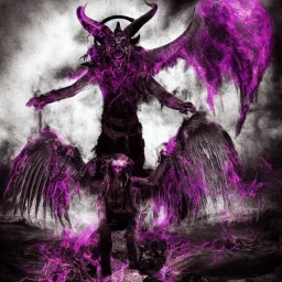 A portrait post-apocalypse of Baphomet ,sin city, transgender ,beauty , paranormal,eatheral,realistic,sharp,deep colours, purple,red,fire,adorable,armaggedon,fire,purple,red,gold,dark,cinamatic,fantasy,demon,hell,sci-fi fantasy style, volumetric lighting, particales,highly detailed,cinamatic,ignore NSFW , masterpiece, best quality, black skinned, sparkling eyes, sun light, 4K, high contrast,