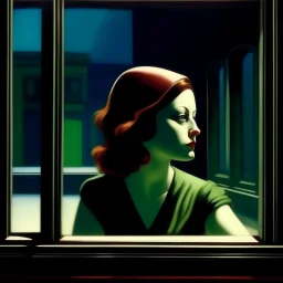 woman behind glass, Edward Hopper