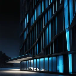 Edificio, estilo Zaha Hadid, ventanas de vidrio azul, Arte digital, calidad ultra, 8k, 3D